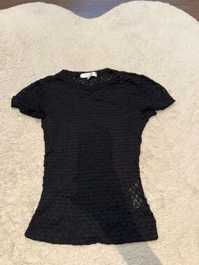 Frame Black Lace Short-Sleeve Tee